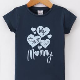Ollypop Cotton Knit  Half Sleeves T-Shirt Text Print -Blue-image-31