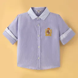 ToffyHouse 100% Woven Cotton Yarn Dyed Striped Full Sleeves Shirt - Blue-picture-9