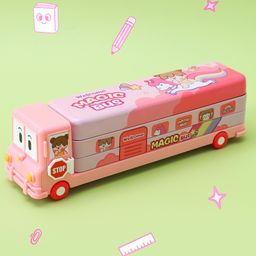 Bus Design Pencil Box with Unicorn Print - Pink-image-10