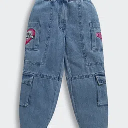 Barbie by Tiny Girl Denim Heart Embroidered Cargo Pants - Blue-picture-39