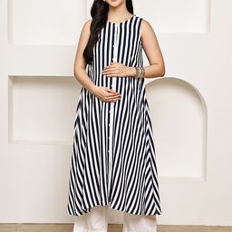Secret Wish Women Striped Maternity Kurta with Trousers-picture-21