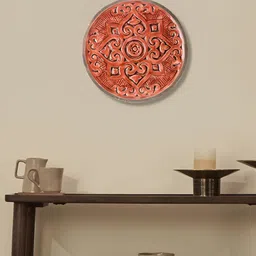 Fabindia Gulmohar Maroon Wooden Textured Wall Plate-picture-48