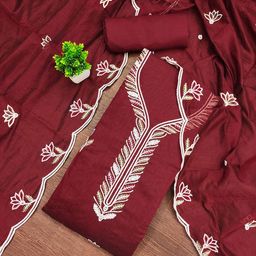 Panzora Women Embroidered Unstitched Dress Material-image-61