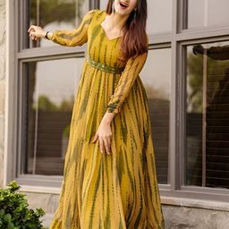 Krunal Raiyani Floral Print Crepe Fit & Flare Maxi Dress-image-93