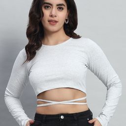 N1F FASHION Cotton Long Sleeves Tie-Ups Fitted Crop Top-image-31