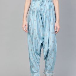 W Women Blue & Silver Printed Salwar-image-24