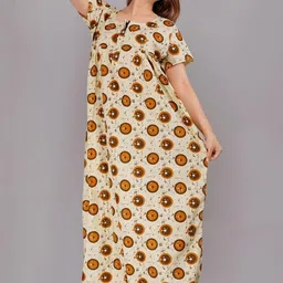 AAKARSHANA CREATION Yellow Pure Cotton Maxi Printed Nightdress-picture-19