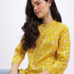 Anouk Rustic Floral Printed Mandarin Collar Straight Kurti-picture-14