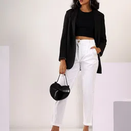 MABISH by Sonal Jain Women Peg Leg Tapered Fit High-Rise Cotton Peg Trousers-image-92