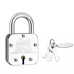 Link Atoot 75 mm Steel Body Polished Finish with 3 Keys Each Padlock (Pack of 2 Pcs)-44
