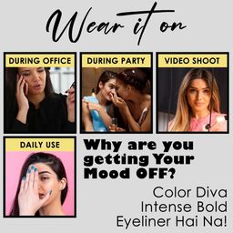 Color Diva Set Of 3 Liquid Eyeliner & Mascara & Glazed Matte Liquid Lipstick - 10 ml Each image 2