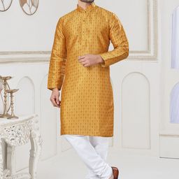 OUTLUK Men Printed Regular Pure Silk Kurta with Pyjamas-picture-17