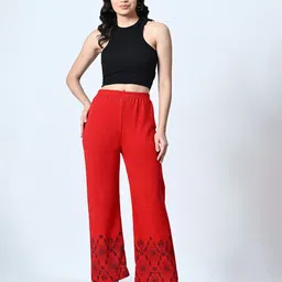 BAESD Women Floral Printed Knitted Palazzos-image-65