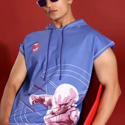 MARVEL STREET Flacon Print Hooded Pure Cotton Relaxed Fit T-shirt with Inverted Stitches-picture-16