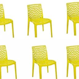 SUNPLAST Cafe Molded Web Plastic Armless Cafeteria Chair, Yellow (Set of 4)-46