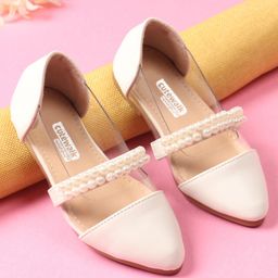 Cute Walk by Babyhug Slip on Pearl Studded Bellies - White-image-56