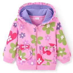 Babyoye Brushed Fleece Eco-Conscious Cotton Full Sleeves Sweatshirt With Floral Print - Pink-image-64