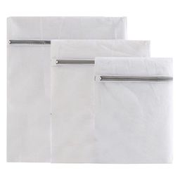 MOMISY Mesh Laundry Clothes Washing Bags Socks Saver Mesh Wash Pouch Net Zipped Bag Pack of 3  - White-18