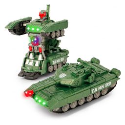 Fiddlerz Army Tank Toy Automatic 2 in 1 Deforming Tank with Light Music Sound and Bump N Go Function Green-11