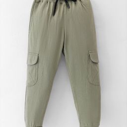 Evimo Single Jersey Full Length Jogger Fit Solid Lounge Pants with Pockets - Olive Green-picture-15