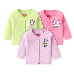 Babyhug Disney Interlock Full Sleeves Jhablas with Minnie Mouse  Graphics Pack of 3 - Pink & Green-image-63