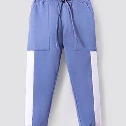 Primo Gino Cotton Knit Full Length Track Pant with Cut & Sew Pattern - Blue-image-17