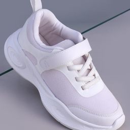 Pine Kids Velcro Closure Solid Color School Shoes - White-image-37