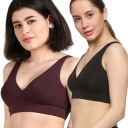 &Circus Modal Pack Of 2 Solid Maternity Bra With Nursing Access - Multi Colour-12