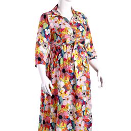 Bella Mama Woven Three Fourth Sleeves Shirt Maternity Dress With Floral Print - Pink & Red-picture-14