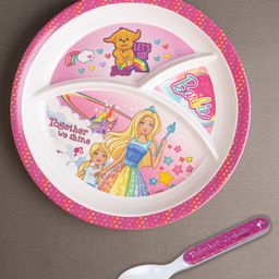 Superware Melamine Kids Partition Plate with spoon - Barbie Shine-6