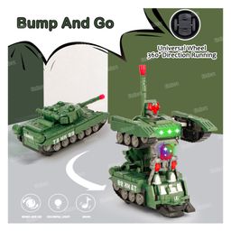 Fiddlerz Army Tank Toy Automatic 2 in 1 Deforming Tank with Light Music Sound and Bump N Go Function Green image 2