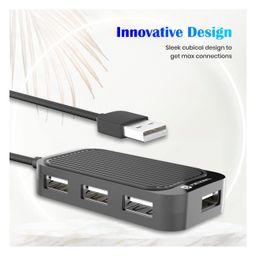 Portronics POR-1634 Mport 4D USB Hub 4-in-1 Multiport USB Dock with Long Cable and up to 480 Mbps High Data Transfer Speed-Black image 3