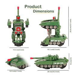 Fiddlerz Army Tank Toy Automatic 2 in 1 Deforming Tank with Light Music Sound and Bump N Go Function Green image 3