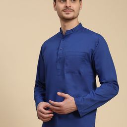 SKAVIJ Mandarin Collar Cotton Short Straight Kurta-image-22