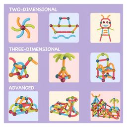 AKN TOYS 52 PCS Light Magnetic Building Blocks Toy  -Premium Magnetic Sticks and Balls Set- Different Sizes & Curve Shaped - COLOR MAY VARY image 4