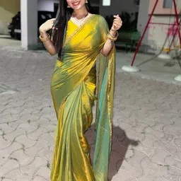 Sidhidata Beads and Stones Tissue Tussar Saree-picture-1