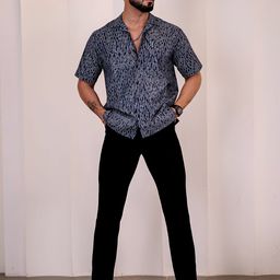 Eszett Spread Collar Casual Linen Shirt-picture-36