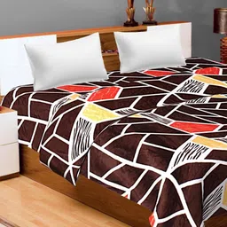 Changers Brown & White 3D Geometric Printed AC Room 300 GSM Double Bed Blanket-picture-12