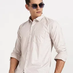 COLOR HUNT Comfort Geometric Printed Spread Collar Pure Cotton Shirt-image-31