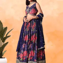 FABPIXEL Embroidered Sequinned Semi-Stitched Lehenga & Unstitched Blouse With Dupatta image 3