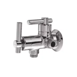 PLUMBER ULTRA Wall Mounted Chrome Finish Two-Way Angle Cock with Wall Flange, UT-2155-21