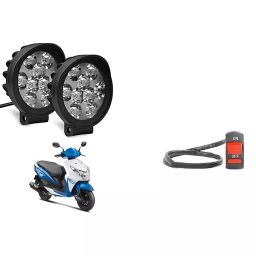 Cartronics 9 Round Cap LED Fog Light With On/Off Switch for Honda Dio (Set of 2 Pcs)-0