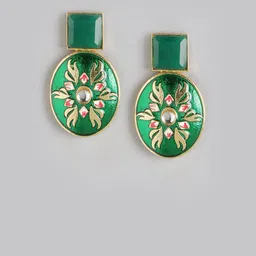 Anouk Gold Plated Artificial Stones studded Geometric Shaped Drop Earrings-image-52