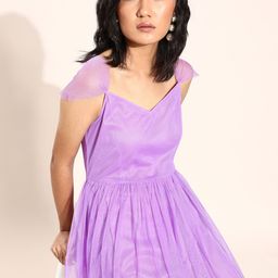 U&F Women Charming Purple Solid Sweetheart Neck Dress-image-61