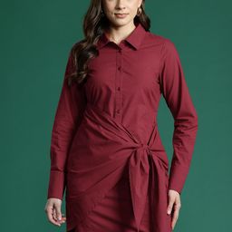 DressBerry Pure Cotton Wrap Tie-Up Shirt Mini Dress-picture-26