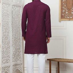 Anouk Men Embroidered Regular Sequinned Kurta with Pyjamas image 3