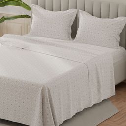 Layers Beige & White Ethnic Motifs 140 TC King Bedsheet with 2 Pillow Covers-image-20