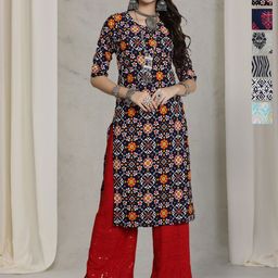 7Threads Selection Of 6 Floral Printed Round Neck Straight Kurtas-image-57