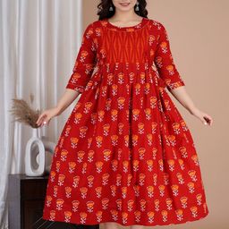 Nevisha Style Women Floral Printed Thread Work Floral Maternity Anarkali Kurta-image-68