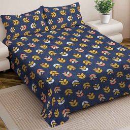 Myntra Elegant Homes Navy Blue Floral 300 TC King Bedsheet with 2 Pillow Covers-picture-40